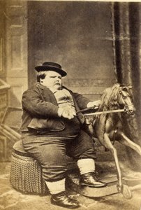 Meester Richard Beanham bij zijn hobbelpaard, 1870s