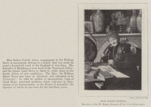 Miss Baden-Powell, verloofd met Sir W Berry, voorzitter van het parlement van de Kaap door English Photographer
