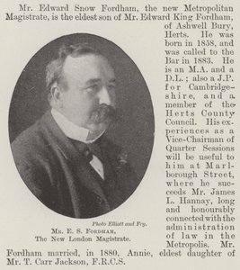 Mr E S Fordham, de nieuwe Londense magistraat door English Photographer