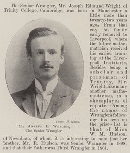 De heer Joseph E Wright, de Senior Wrangler door English Photographer