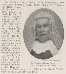 Mr Justice Cozens-Hardy, Nieuwe Lord Justice of Appeal