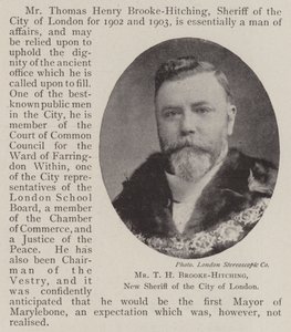 Mr T H Brooke-Hitching, nieuwe sheriff van de City of London door English Photographer