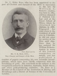 De heer T K Rose, DSc, nieuwe chemicus en assayer van de munt door English Photographer