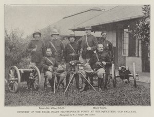 Officieren van de Niger Coast Protectorate Force bij het hoofdkwartier, Old Calabar