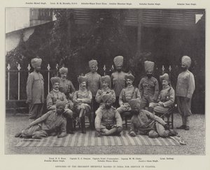 Officieren van het regiment dat onlangs in India is opgericht voor dienst in Oeganda door English Photographer