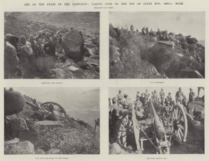 Een van de prestaties van de campagne, kanonnen naar de top van Coles Kop brengen, 1400 voet hoog door English Photographer