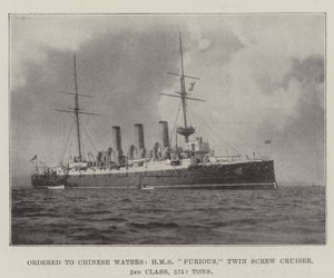Op weg naar Chinese wateren, HMS Furious, tweeschroefkruiser, 2e klasse, 5750 ton
