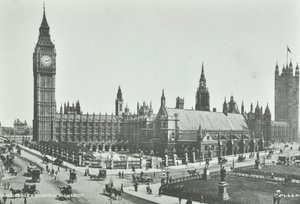 Parliament Square, Westminster: oostwaarts naar Big Ben en Houses of Parliament, 1895 door English Photographer