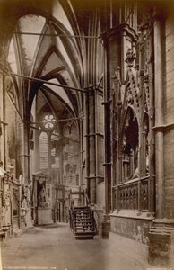 Ansichtkaart met een afbeelding van de kooromgang in Westminster Abbey