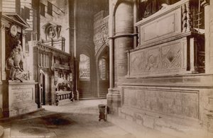 Ansichtkaart met een afbeelding van de kooromgang in Westminster Abbey