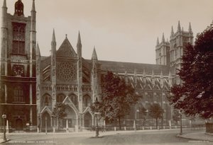 Ansichtkaart met een afbeelding van de noordzijde van Westminster Abbey