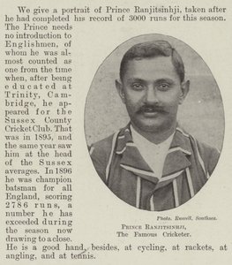Prins Ranjitsinhji, de beroemde cricketspeler door English Photographer