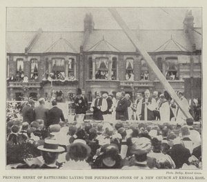 Prinses Henry van Battenberg legt de eerste steen van een nieuwe kerk in Kensal Rise