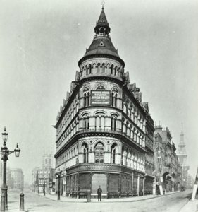Queen Victoria Street, Mansion House Street hoek van Poultry en Queen Victoria Street, Londen, 1880 door English Photographer