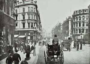 Queen Victoria Street, kijkend naar het oosten vanaf Queen Street, City of London, 1890 door English Photographer