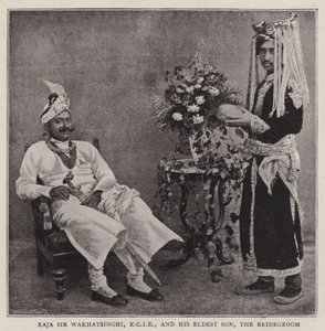 Raja Sir Wakhatsinghi, KCIE, en zijn oudste zoon, de bruidegom door English Photographer