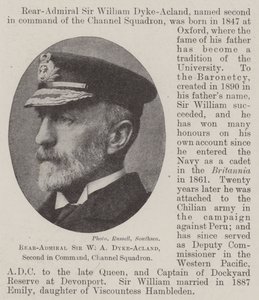 Vice-admiraal Sir W A Dyke-Acland, tweede in bevel, Channel Squadron