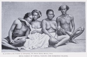 Koninklijke familie van Vahitai, Taouata, de Marquesaseilanden (zw/w foto) door English Photographer