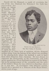 Seyyid Ali bin Hamoud, de nieuwe sultan van Zanzibar door English Photographer