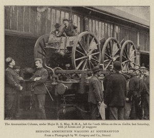 Ammunitiewagens laden in Southampton