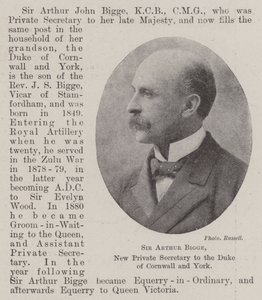 Sir Arthur Bigge, nieuwe privésecretaris van de hertog van Cornwall en York