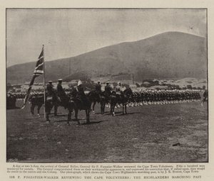 Sir F Forestier-Walker beoordeelt de Kaapse Vrijwilligers, de Hooglanders marcheren voorbij door English Photographer