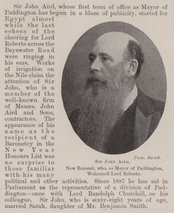 Sir John Aird, nieuwe baronet, die als burgemeester van Paddington Lord Roberts verwelkomde door English Photographer
