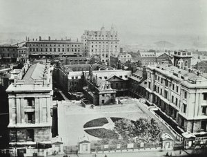 St Thomas Ziekenhuis: verhoogd uitzicht op het exterieur, 1862 door English Photographer