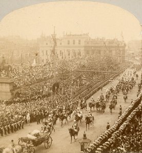 Stereografische afdruk van het diamanten jubileum van koningin Victoria door English Photographer