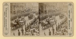 Stereoscopische afdruk van het diamanten jubileum van koningin Victoria, 28 juni 1897 door English Photographer