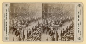 Stereoscopische afdruk van het diamanten jubileum van koningin Victoria, 28 juni 1897 door English Photographer