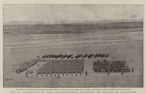 Het 1e Bataljon van het Leicestershire Regiment op Parade in Ladysmith