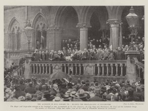 De Troonsbestijging van Koning Edward VII, het voorlezen van de Proclamatie in Winchester