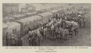 De Aldershot-compagnieën van het Special Service Corps nemen afscheid op het Aldershot-treinstation door English Photographer