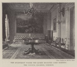 Het appartement waar de koningin Lord Roberts ontving, de Raadskamer, Osborne door English Photographer