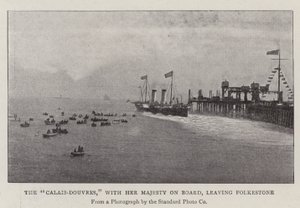 De Calais-Douvres, met Hare Majesteit aan boord, vertrekt uit Folkestone door English Photographer