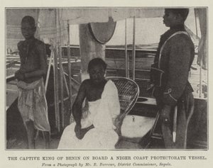 De gevangen koning van Benin aan boord van een Niger Coast Protectorate schip