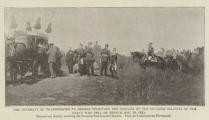 De ceremonie van overdracht aan Duits grondgebied van de overblijfselen van de Pruisische soldaten van de Garde die in 1870 op Franse bodem vielen door English Photographer