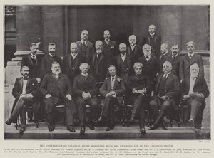 De Conferentie van Koloniale Eerste Ministers met Mr Chamberlain in het Koloniaal Kantoor door English Photographer