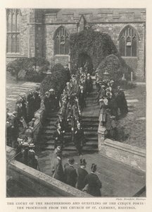 Het Hof van de Broederschap en Gastvrijheid van de Cinque Ports, de Processie vanuit de Kerk van St. Clement, Hastings