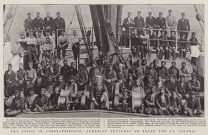 De crisis in Constantinopel, Armeense vluchtelingen aan boord van de SS Douro door English Photographer