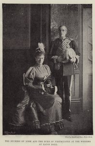 De hertogin van York en de hertog van Westminster bij de bruiloft in Eaton Hall door English Photographer