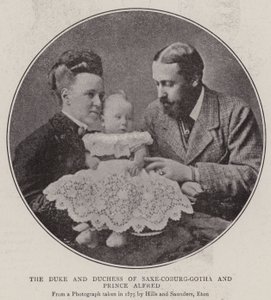 De hertog en hertogin van Saksen-Coburg-Gotha en prins Alfred