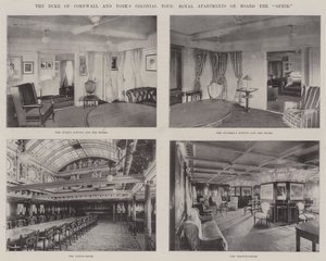 De koloniale tour van de hertog van Cornwall en York, koninklijke appartementen aan boord van de Ophir