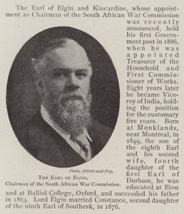 De graaf van Elgin, voorzitter van de Zuid-Afrikaanse Oorlogscommissie door English Photographer