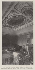 De Brand in Euston Hall, 5 april, de Staatslaapkamer en het Geschilderde Plafond, nu vernietigd
