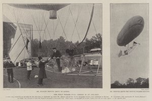 De eerste reis boven Londen in een luchtschip