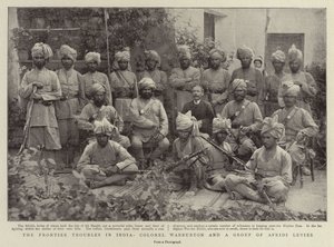De grensproblemen in India, kolonel Warburton en een groep Afridi-levies door English Photographer
