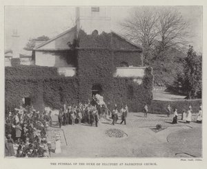 De begrafenis van de hertog van Beaufort in de kerk van Badminton