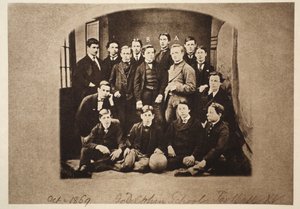 Het Godolphin School Football XV, inclusief (a) Harry Wearne en (b) Sir Leander Starr-Jameson, 1869
